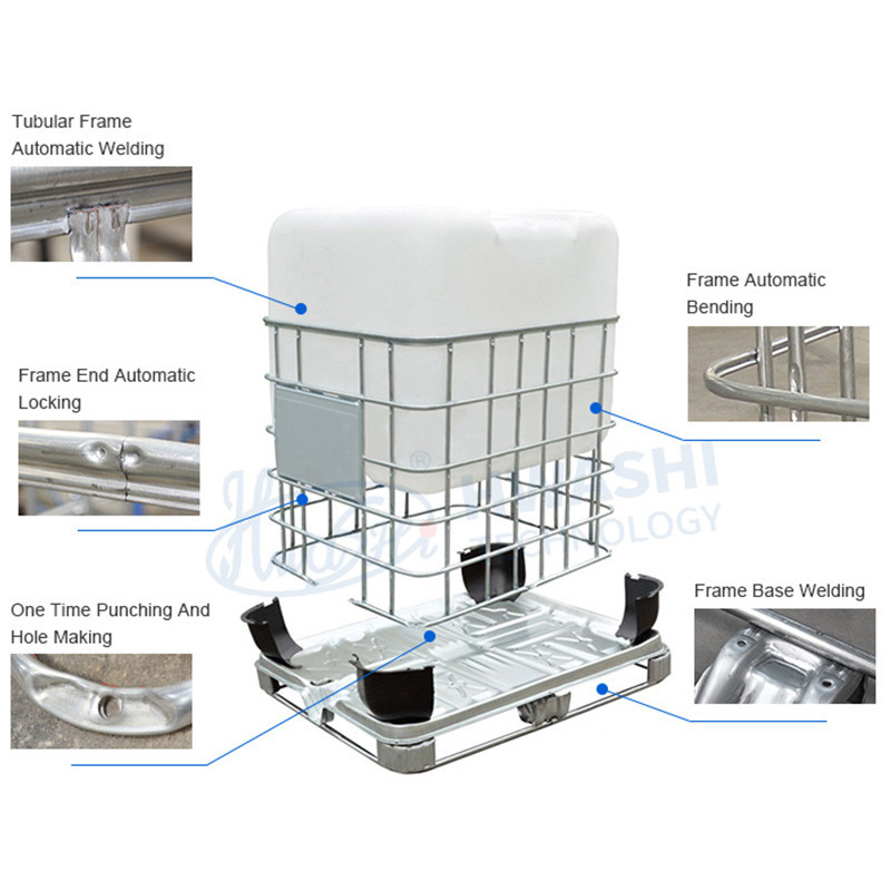 IBC Cage Base Frame Mesin Pengelasan Untuk IBC 1000L Tangki Air Stainless Steel Cage
