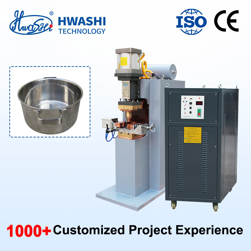 Mesin pengelasan spot teknologi canggih hwashi untuk produksi peralatan masak stainless steel