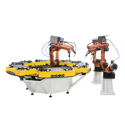 Hwashi Automatic MIG TIG Welding Robot Dengan Rotating Station Untuk Storage Rack Corner
