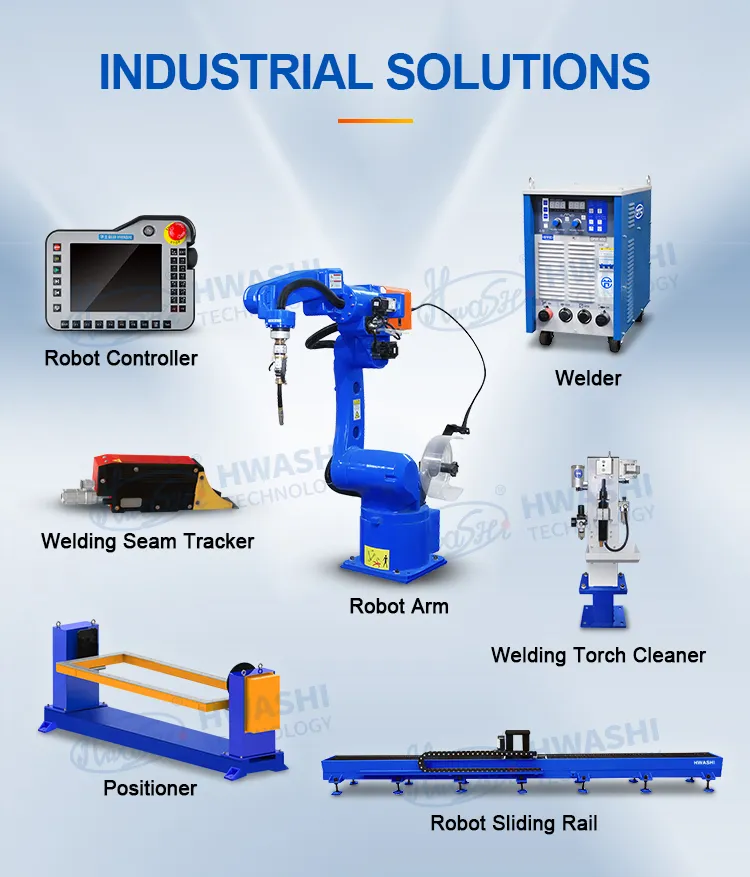 Hwashi Industrial CNC Welding Machine Robot 6 Axis dengan Servo, Welding Robot Arm Positioner Rack, Otomatis TIG Welding Robot 7