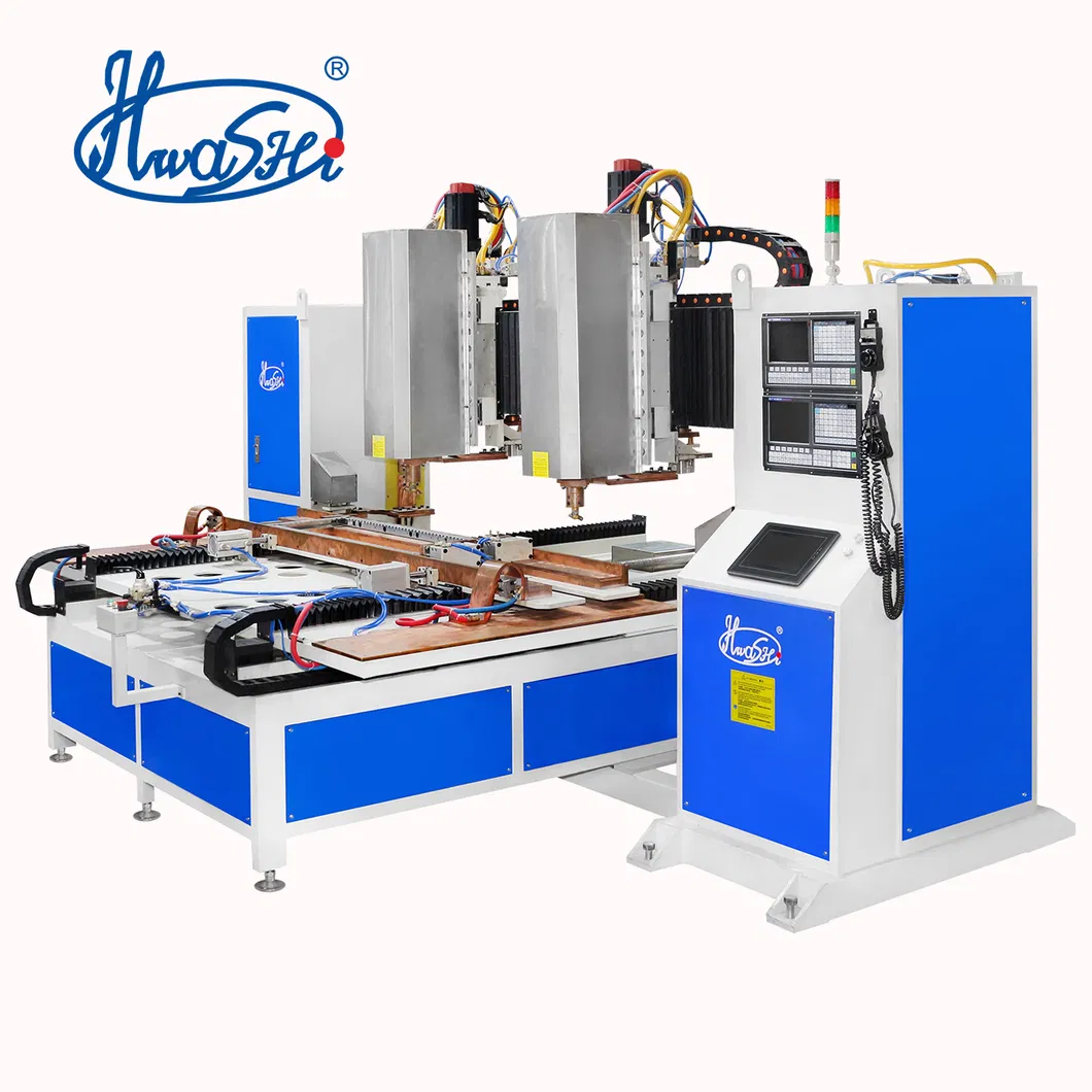 Hwashi CNC Seven 7axis Double Heads Sheet Metal Spot Weldinq Mesin, Otomatis Sheet Metalwelder untuk Squatrack 0